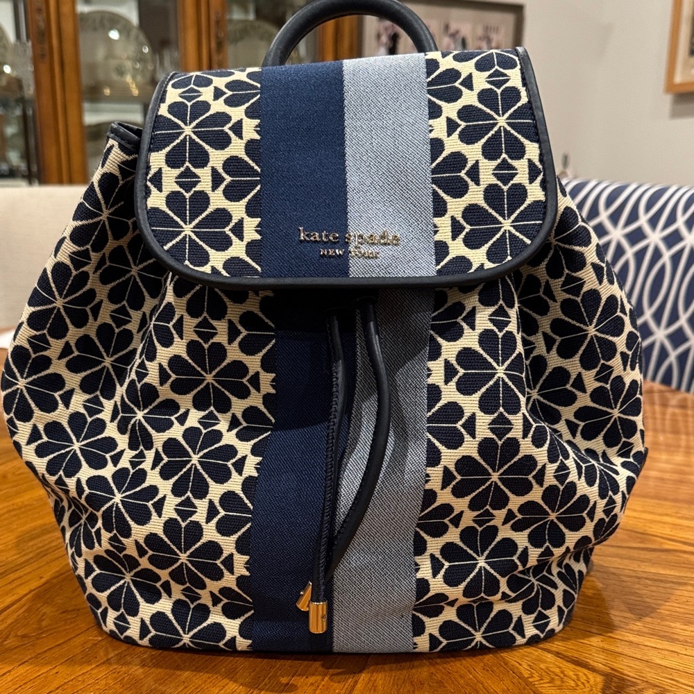 Kate Spade Blue and Cream Patterned Backpack
